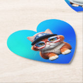 アメリカのメガネ帽をかぶった子猫–37654 ペーパーコースター (アングル)