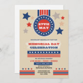 アメリカのメモリアルデーイベントのチラシテンプレート 招待状 (正面/裏面)