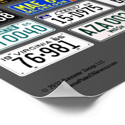 アメリカのライセンスプレートのポスター – 1965 ポスター (角)