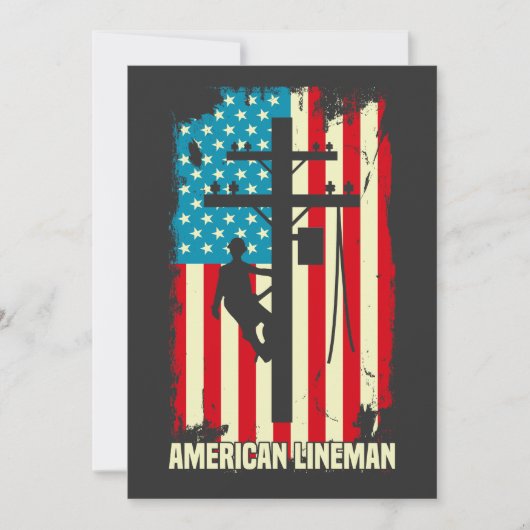 アメリカのラインマン国旗の電気ケーブル愛国心 招待状 (正面)