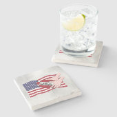 アメリカのラグビーチーム・サポーター国旗とボール ストーンコースター (横)