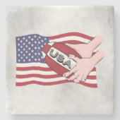 アメリカのラグビーチーム・サポーター国旗とボール ストーンコースター (正面)
