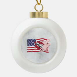 アメリカのラグビーチーム・サポーター国旗とボール セラミックボールオーナメント