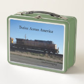 アメリカのランチボックスを横切る列車子供へ。 メタルランチボックス (正面)