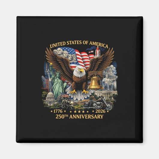 アメリカのランドマーク自由の女神像250周年 7月4日 マグネット (正面)