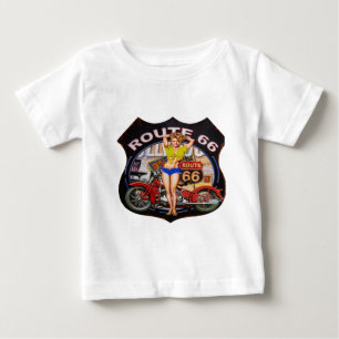 アメリカのルート66とバイク ベビーTシャツ