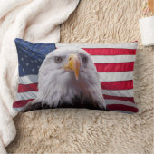 アメリカのワシおよび旗 ランバークッション (ブランケット)