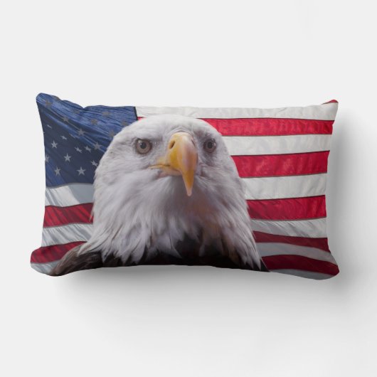 アメリカのワシおよび旗 ランバークッション (正面)