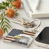 アメリカのワシが付いているヴィンテージ米国米国の旗 キーホルダー (正面右)