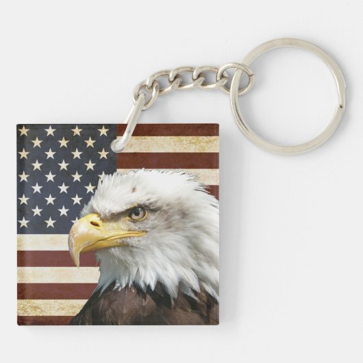 アメリカのワシが付いているヴィンテージ米国米国の旗 キーホルダー (裏面)