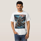 アメリカのワシと旗とワリアーを組み合わせた Tシャツ (正面フル)
