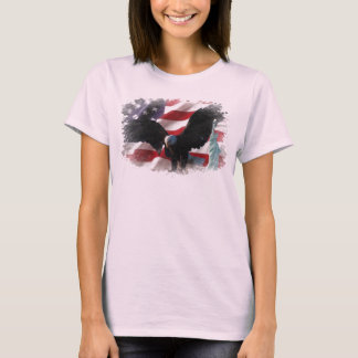 アメリカのワシ及び女性Libertyが付いている米国旗 Tシャツ