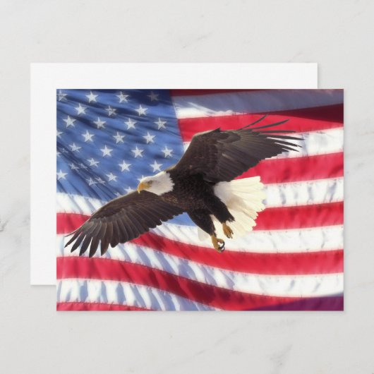アメリカのワシ及び米国旗の招待状 招待状 (正面/裏面)