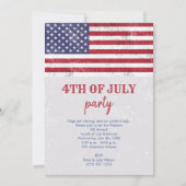 アメリカのヴィンテージ国旗 愛国的なアメリカの4th Julyパーティー 招待状 (正面)