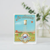 アメリカのヴィンテージ50のスタイル飛行ポスターを見る ポストカード (スタンド正面)