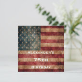 アメリカのヴィンテージ グランジ スターズ & ストライプス 75歳の誕生日 招待状 (スタンド正面)