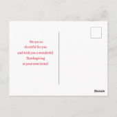 アメリカの不動産屋さん 新しい家の秋の感謝祭 ポストカード (裏面)