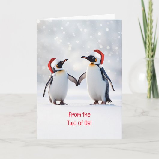アメリカの二人からクリスマスの休暇かわいいペンギン カード (正面)