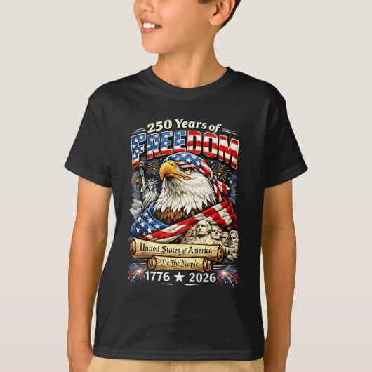 アメリカの人々 星条旗 250年 愛国心 Tシャツ (正面)