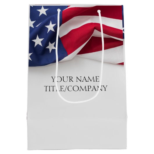 アメリカの企業マーケティング用アメリカ国旗 ミディアムペーパーバッグ (裏面)