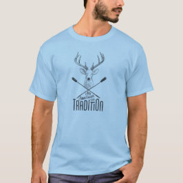 アメリカの伝統: シカのヘッド木製の弓狩り Tシャツ