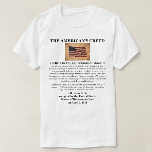 アメリカの信条 Tシャツ (デザイン正面)