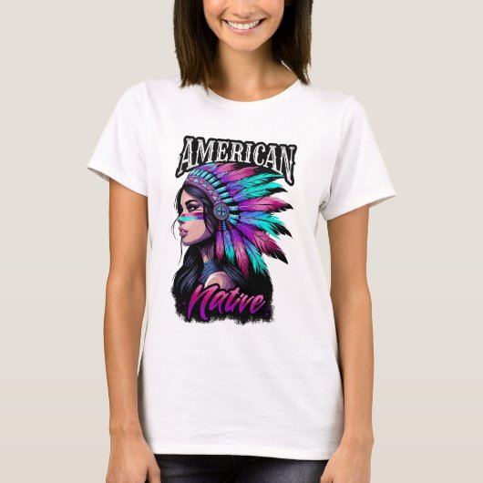 アメリカの先住民の女の子 Tシャツ (正面)