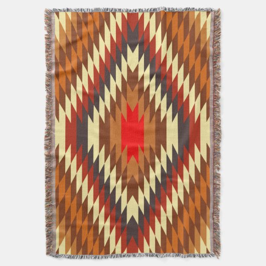 アメリカの先住民伝統的の民族衣装モチーフ スローブランケット (正面縦)