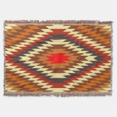 アメリカの先住民伝統的の民族衣装モチーフ スローブランケット (正面)