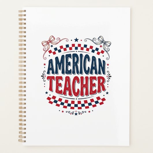 アメリカの先生愛国ヴィンテージTシャツデザイン1 プランナー手帳 (正面)