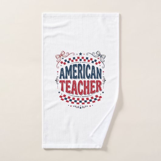 アメリカの先生愛国ヴィンテージTシャツデザイン_1 ハンドタオル (ハンドタオル)