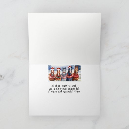 アメリカの全ての動物の馬のユーモアのクリスマスおもしろい シーズンカード (内部)