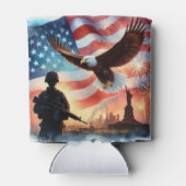 アメリカの兵士のシーン 缶クーラー (裏面)