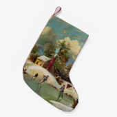 アメリカの冬の生命クリスマス場面 スモールクリスマスストッキング (正面 (吊り時))