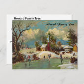 アメリカの冬の生活クリスマスシーン シーズンポストカード (正面/裏面)