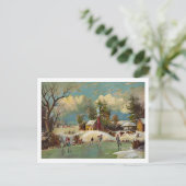 アメリカの冬の生活クリスマスシーン シーズンポストカード (スタンド正面)