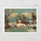 アメリカの冬の生活クリスマスシーン シーズンポストカード (正面)