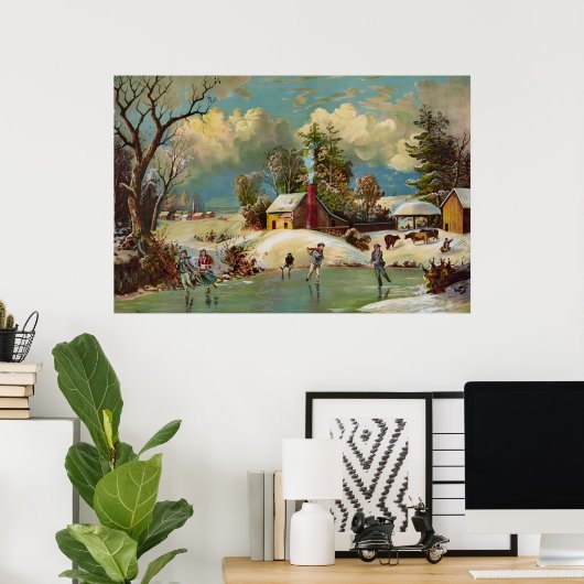 アメリカの冬の生活クリスマスシーン ポスター (ホームオフィス)