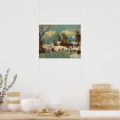 アメリカの冬の生活クリスマスシーン ポスター (キッチン)