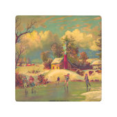 アメリカの冬の生活 メタルプリント (正面)