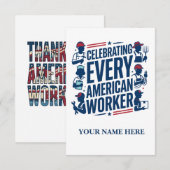 アメリカの労働者を称える労働者の日 サンキューカード (正面/裏面)