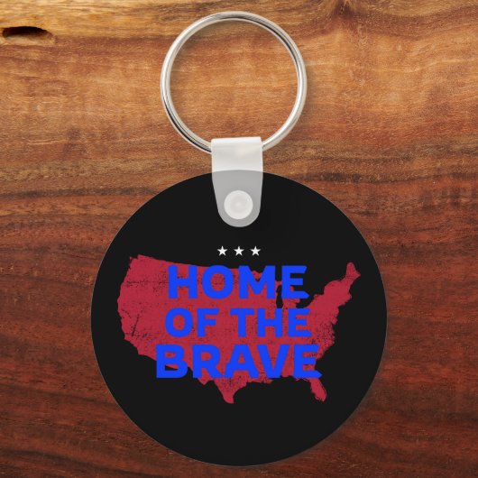アメリカの勇者の故郷。愛国的なボタンキーチェーン キーホルダー (正面)