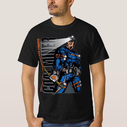 アメリカの原点の英雄、炭鉱夫 Tシャツ (正面)