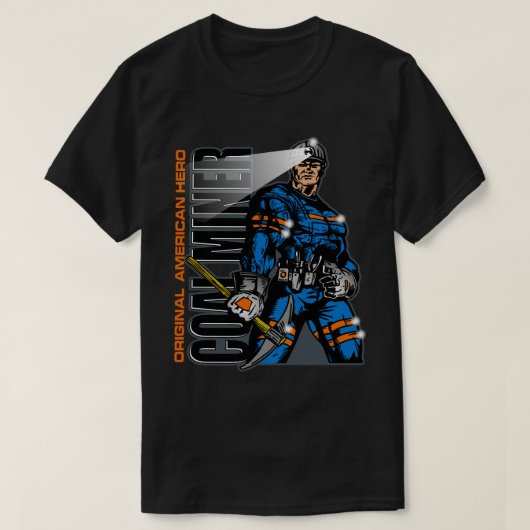 アメリカの原点の英雄、炭鉱夫 Tシャツ (デザイン正面)