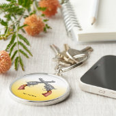 アメリカの古い西ピストル2丁が交差した キーホルダー (側面)