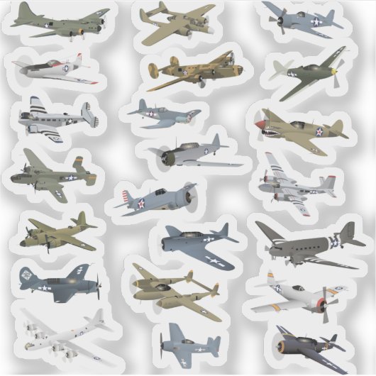 アメリカの各種第2次世界大戦飛行機 シール (正面)