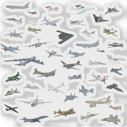 アメリカの各種軍隊飛行機 シール (正面)