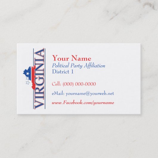 アメリカの名刺-ヴァージニア 名刺 (正面)