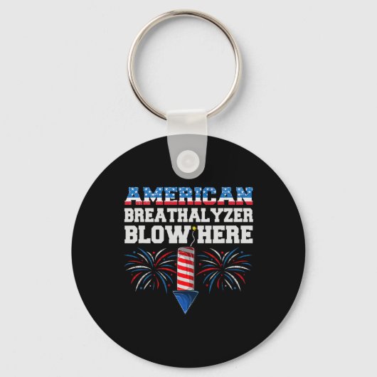 アメリカの吹呼吸器ここ7月4日おもしろい キーホルダー (正面)