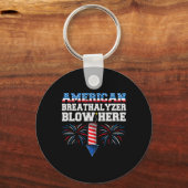 アメリカの吹呼吸器ここ7月4日おもしろい キーホルダー (正面)